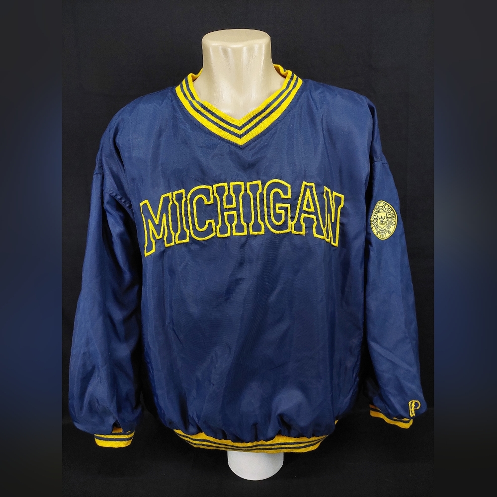Vintage Pro Player Pullover Satin Sweatshirt University Of Michigan,Size:L